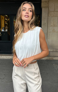 Jurkjes Plooien Crop Top Ecru