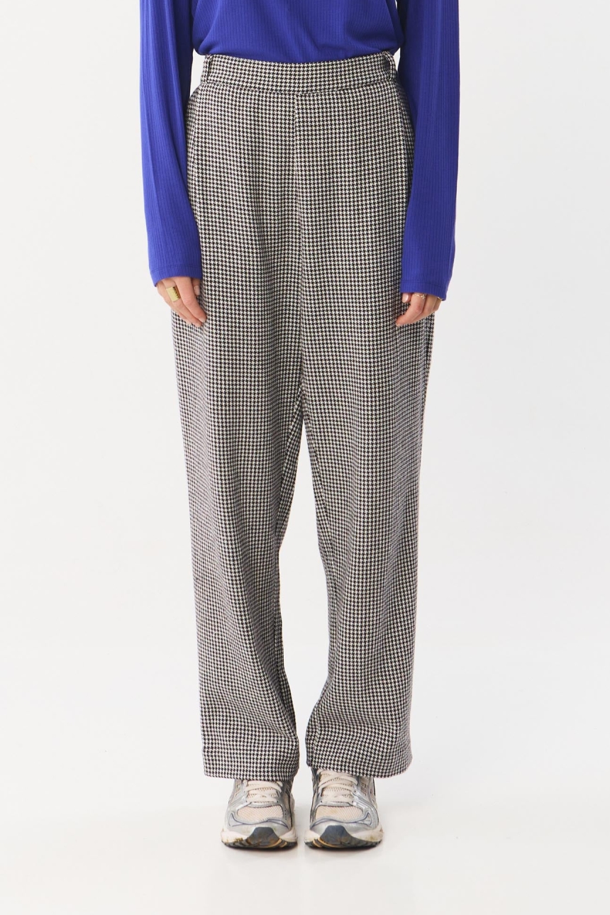 SUITE13LAB Damen vegan Hose Joplin Houndstooth Schwarz