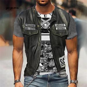 Chaokebang Heren Retro Motorfiets Motor 3D Geprint T-shirt Zomer Ademend Korte Mouw T-shirt Ronde Hals Heren Straat Casual Kleding XL