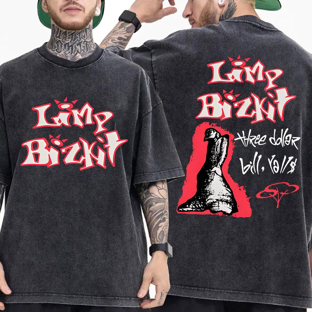 ZheXiong TEE Vintage Gewassen Rockband Limp Bizkit T-shirt Heren Dames Kleding Mode Hip Hop Gothic Oversized Korte Mouw T-shirt Streetwear M