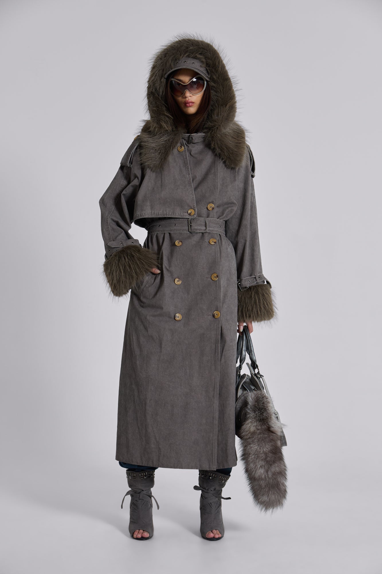 Jaded London Vania Oversized Hooded Trench Coat