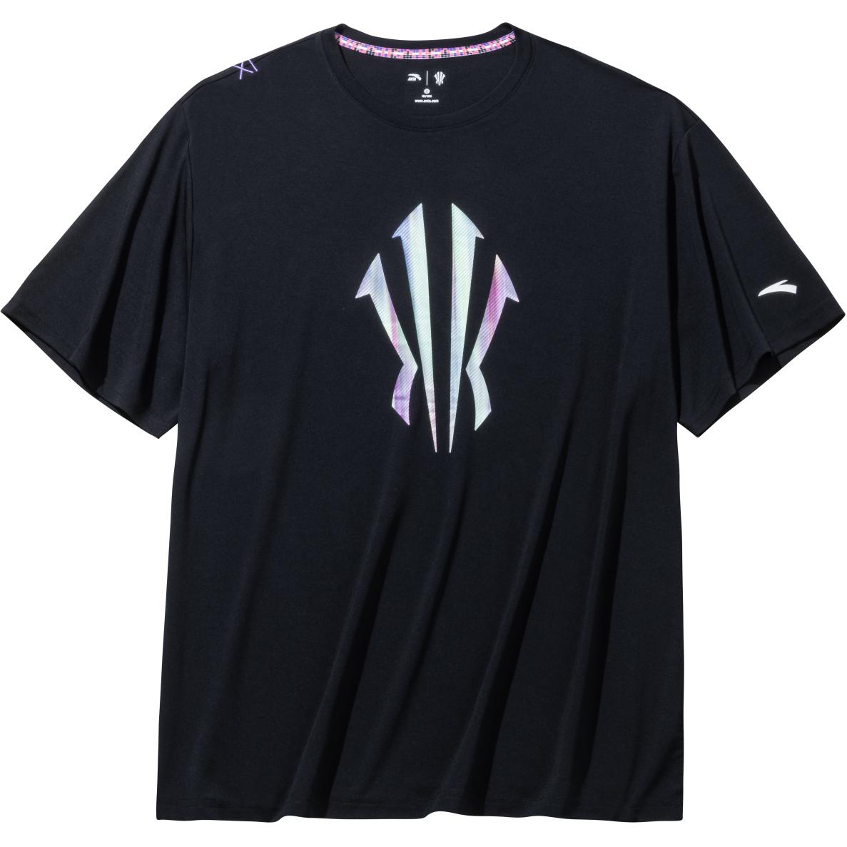 Anta Kyrie Irving Serie Letter Ronde Hals Comfortabel Veelzijdig Ademend Korte Mouw T-Shirt Unisex Tops Basic-Zwart 172431108-4 XL