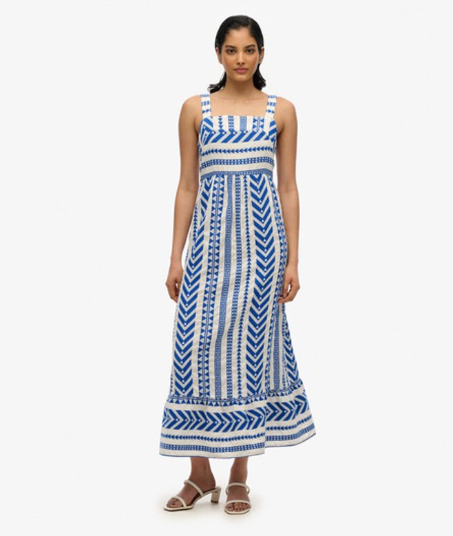 Superdry Statement Gelaagde Maxi-jurk Blue