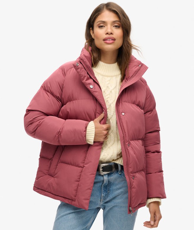 Superdry Halflange Pufferjas Roze