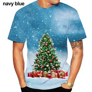 Wengy 2 Zomer Herenmode 3D Print T-shirt Kerst Korte Mouw Unisex Casual Kerstboom Korte Mouw Tops T-shirts 3XL