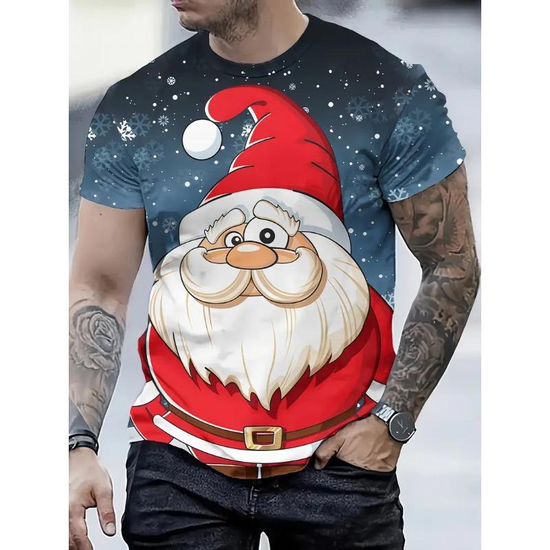 Bobby3 Kerstman 3D geprint heren T-shirt modieus kerstvakantie cadeau heren ronde hals korte mouwen oversized Hip hop kleding 5XL