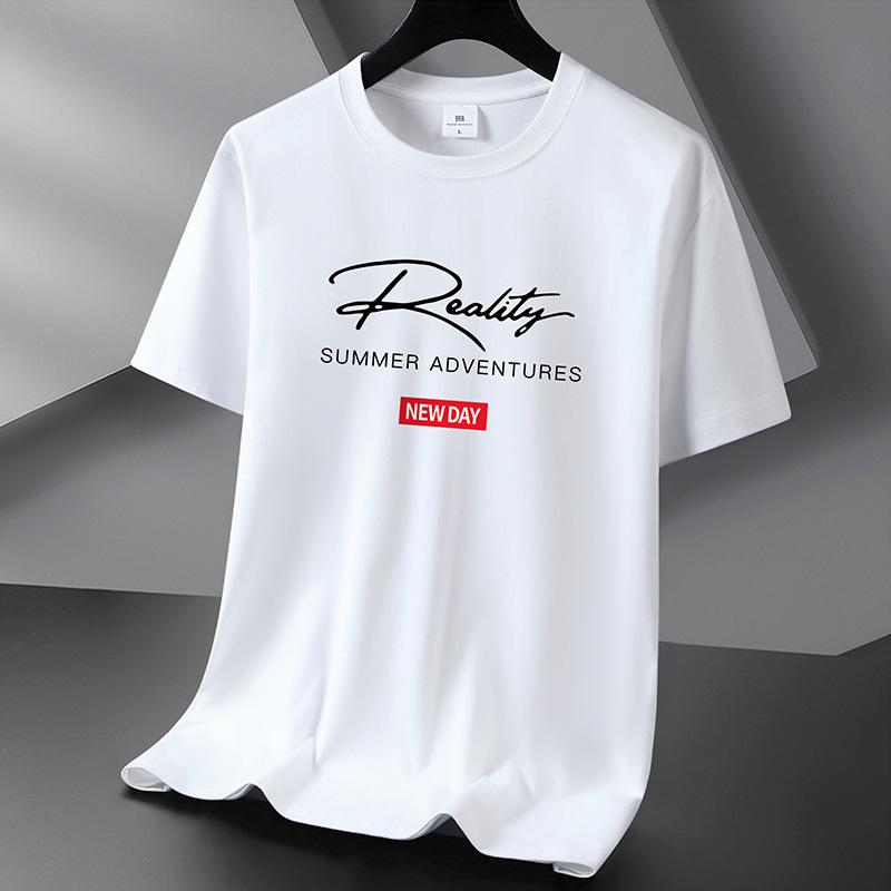 Lucky Black Cat 10 Colors Pure Cotton Short Sleeve T-shirt Men's Casual Round Neck Loose Tee Shirt Large Size S-6XL 3XL wit