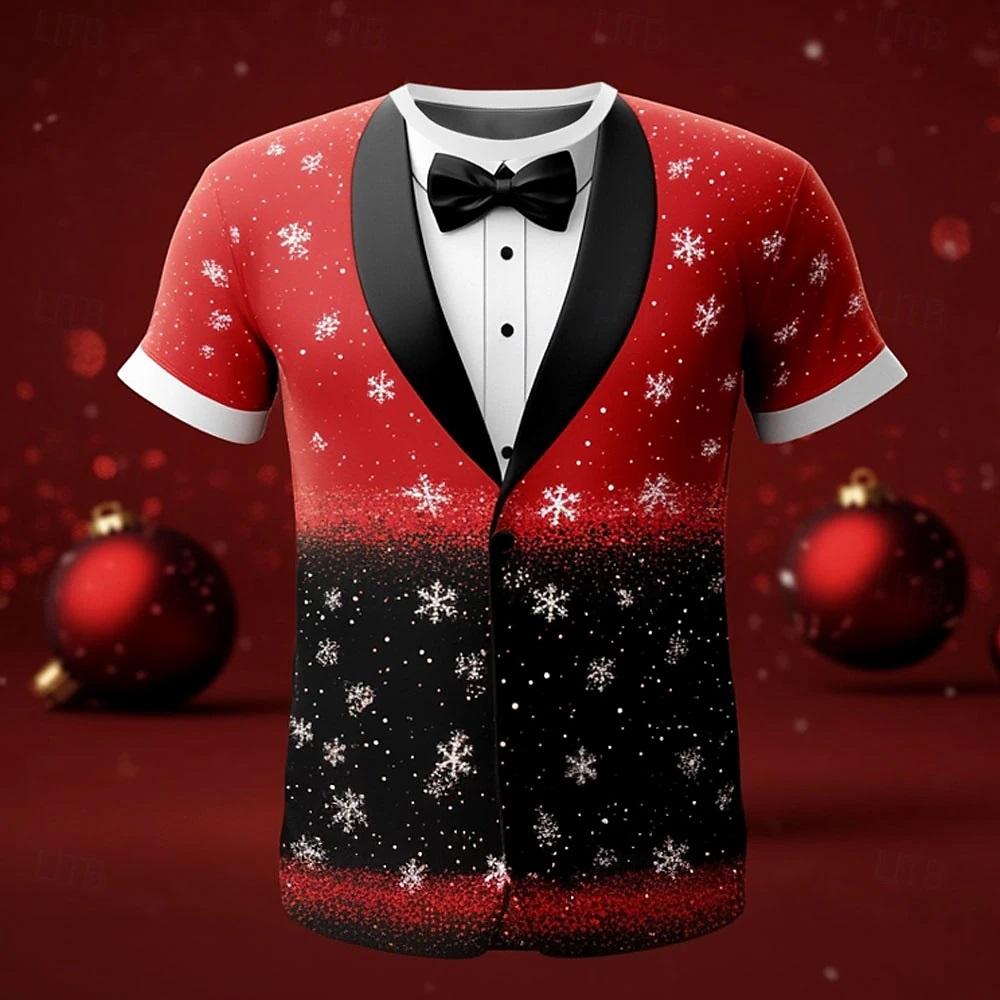 Kukebang Kerst Heren T-shirt 3d Print Casual Korte Mouw Tee Street Fashion Ronde Hals Pullover Mannelijk Oversized Kleding Sweatshirt 3XL