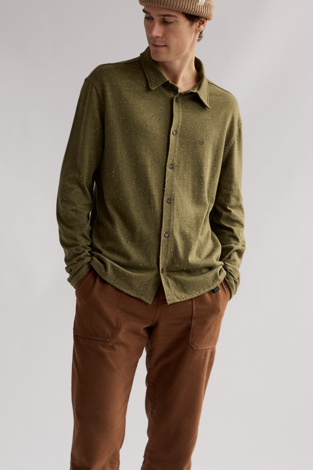 TWOTHIRDS Herren vegan Hemd Bleiksoya MoosgrÃ¼n