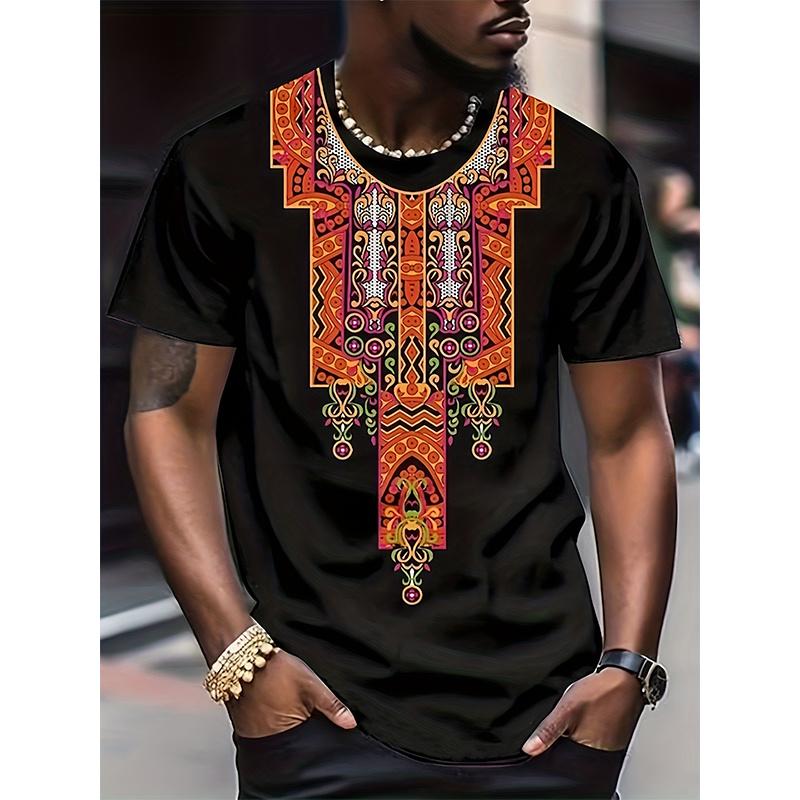 ETST0013 Afrikaans Etnisch Patroon T-shirt Voor Mannen Stam Dashiki 3D Geprinte T-shirts Zomer Casual Korte Mouw Losse T-shirts Ronde Hals Tops 6XL