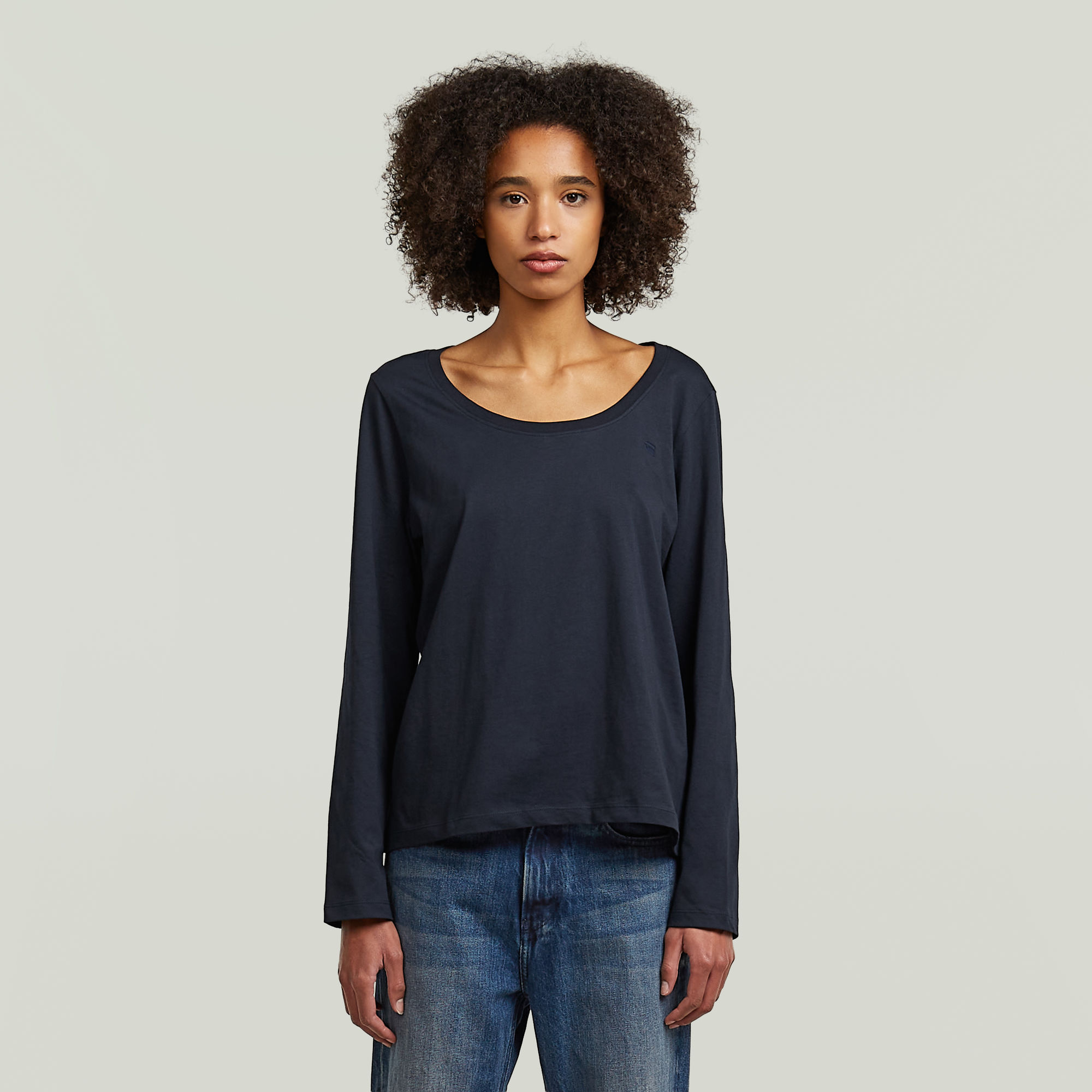 G-Star RAW Scoop Neck Longsleeve T-Shirt - Donkerblauw - Dames
