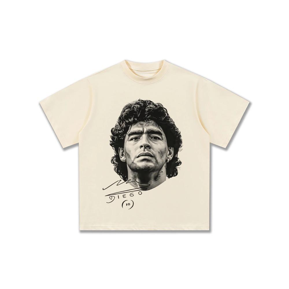 Comfortable season Maradona Ster Bedrukt T-shirt met Korte Mouwen Heren Amerikaans Modemerk Losse Ronde Hals Puur Katoen Casual Hoge Kwaliteit Tee L