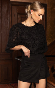 Jurkjes Party: Suedine Skort Met Riem Zwart