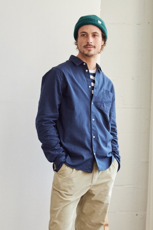 TWOTHIRDS Herren vegan Hemd Sedef Marineblau