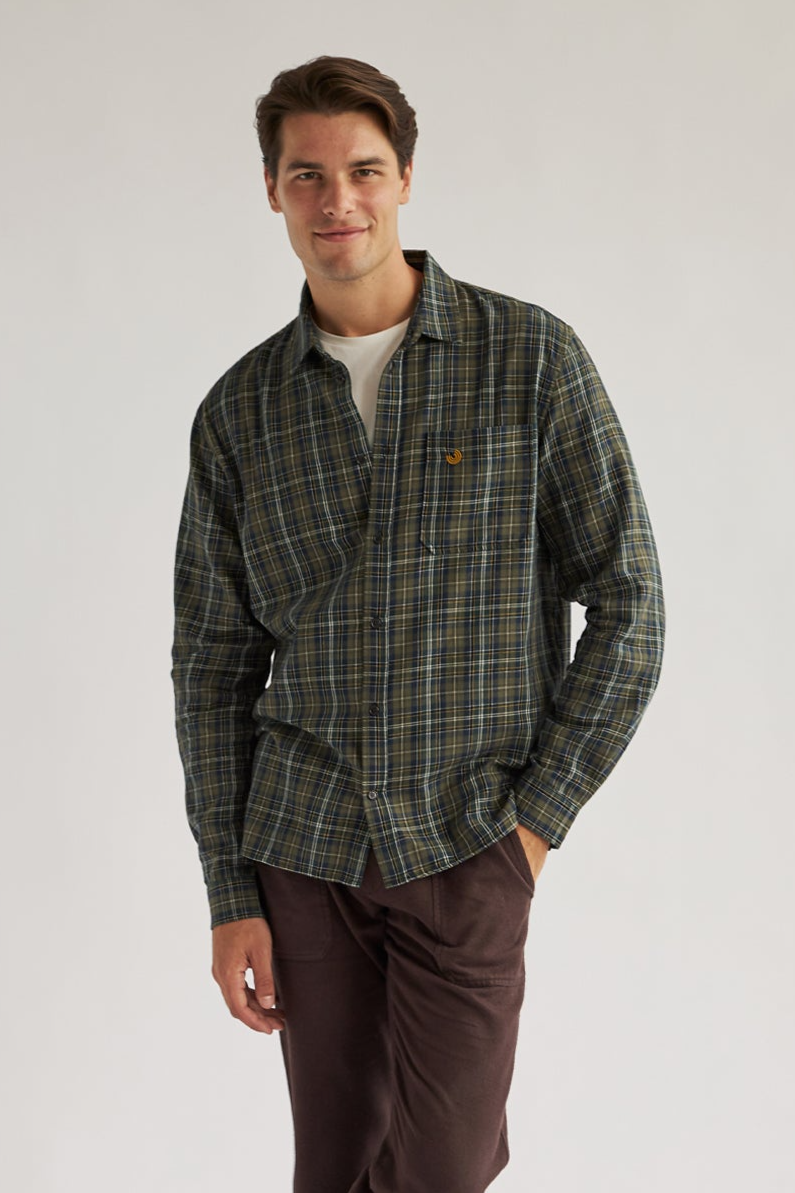 TWOTHIRDS Herren vegan Hemd Laytown Gr&Atilde;&frac14;n & Marine