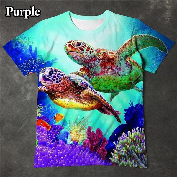 WowClassic Onderwaterwereld Schattige Zeeschildpad 3D-print Dieren T-shirts Hip-hop Harajuku Mode Heren T-shirts L