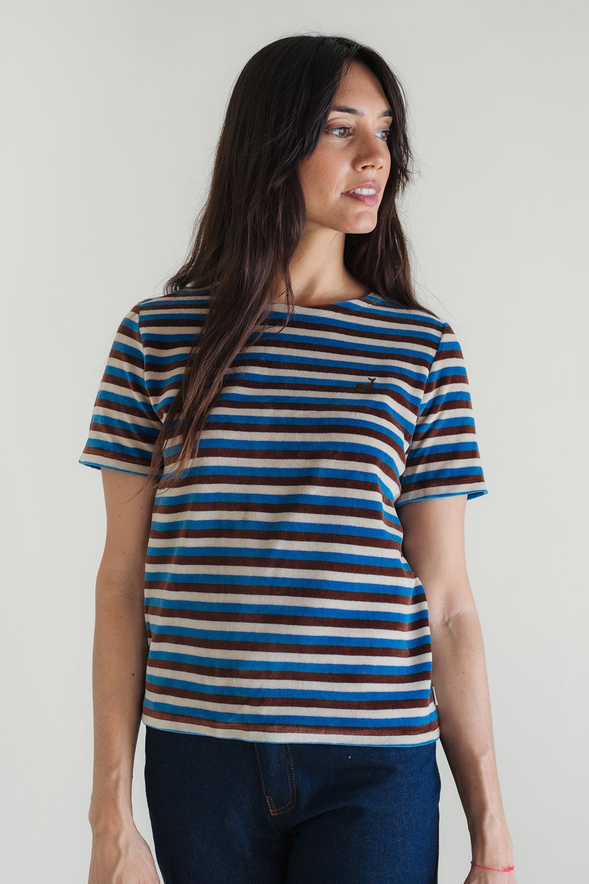 TWOTHIRDS Damen vegan T-Shirt Kulitz Mixed Stripes Braun
