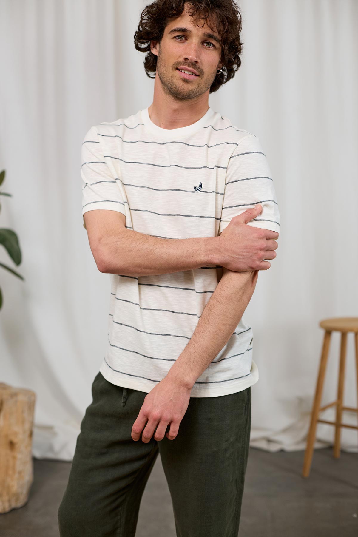 TWOTHIRDS Herren vegan T-Shirt Kaneohe Off White & Black Stripes