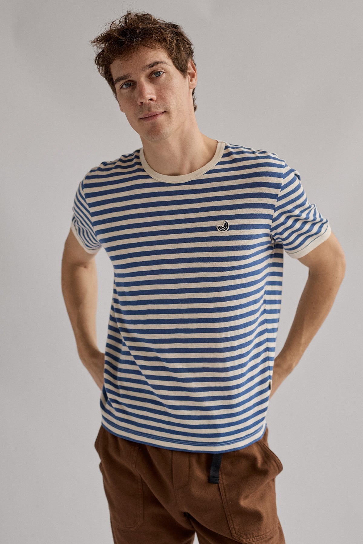 TWOTHIRDS Herren vegan T-Shirt Dooega Vintage Indigostreifen