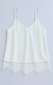 Jurkjes Satijnen Top Met Kant Ecru