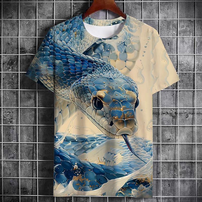 ETST WENDY 05 Animal Snake Pattern 3d Printed Summer Men's Short Sleeve Street Fashion Creative Harajuku T-Shirt O Collar Casual Top Clothing 6XL