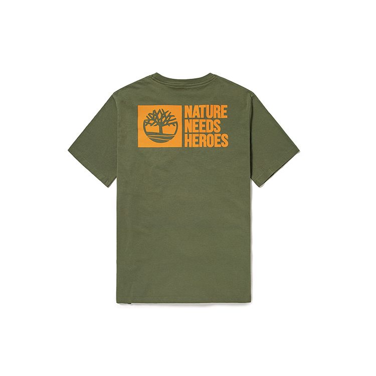 Timberland Outdoor Casual Bedrukt T-shirt met Ronde Hals en Korte Mouwen Heren Tops Cassel-Groen A2FFD-590 S