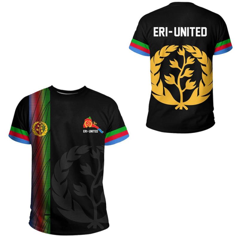ETST 07 2023 Tessffel Afrika Land Eritrea Leeuw Kleurrijke Retro 3DPrint Mannen/Vrouwen Zomer Casual Grappige Korte Mouwen T-shirts Streetwear S