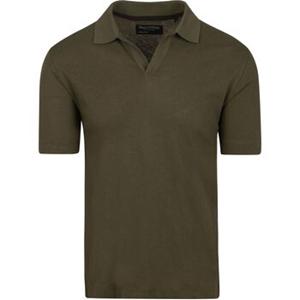 Marc O'Polo T-shirt  Poloshirt Riva Linen Blend Olijfgroen