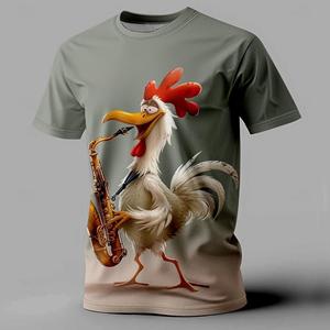 Chaokebang Grappige heren T-shirt Animal Chicken 3D Print Korte mouwen T-shirts Oversized T-shirts voor herenkleding Zomer Street Casual T-shirt M