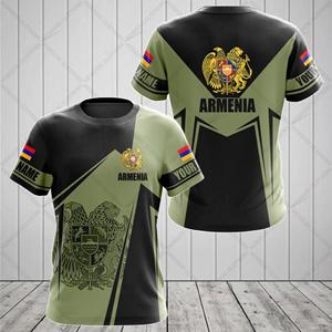 ETST0013 Armeense vlag en wapen grafische T-shirt zomer casual trui herenmode losse T-shirts jongens oversized korte mouwen tops 6XL S