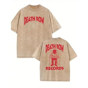 Continuously T-shirt Death Row Records Rood Vintage T-shirt met Korte Mouwen Voor Mannen Vrouwen Street Heren T-shirt Casual Gewassen Katoenen Tops Kleding S