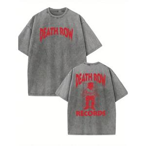 Continuously T-shirt Death Row Records Rood Vintage T-shirt met Korte Mouwen Voor Mannen Vrouwen Street Heren T-shirt Casual Gewassen Katoenen Tops Kleding L