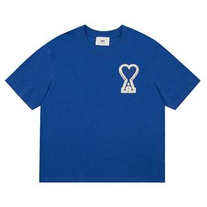 AMI Zomer Nieuw Letter Geweven Micro Label Puur Katoen Korte Mouw Los Koppel T-shirt M