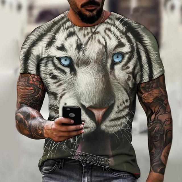 Xin nan zhuang Mode Fierce Tiger Animal 3D Gedrukt mannen T-shirts Zomer Ronde Hals Grote Maat Korte Mouw Oversized T-shirts Tops tees L