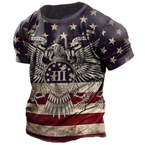ETST 07 Heren T-shirt Retro 3D Vlag Print Straat Kleding Hip Hop O-hals Retro Tops Herenkleding Mode Korte Mouw Grote T-shirts M