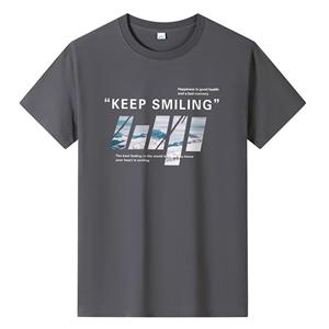 Bistrota Keep Smiling Herenmode T-shirt met korte mouwen Puur Katoen Casual T-shirt M-6XL 6XL