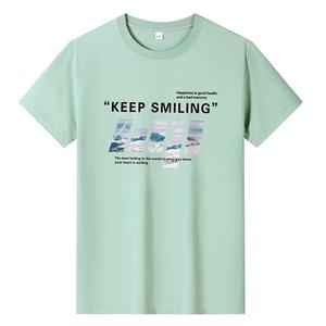 Bistrota Keep Smiling Herenmode T-shirt met korte mouwen Puur Katoen Casual T-shirt M-6XL 6XL