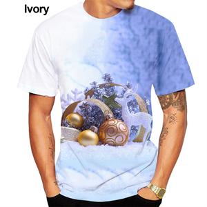 Wengy 2 Zomer Herenmode 3D Print T-shirt Kerst Korte Mouw Unisex Casual Kerstboom Korte Mouw Tops T-shirts XL