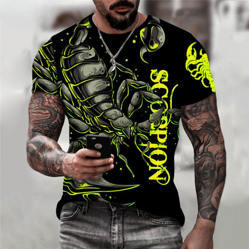 WowClassic Scorpioen Grafische Heren Trend T-shirts Korte Mouw O-Hals Street 3D Dierenprint Mannelijk T-shirt Grote Maat Zomer Casual Tops XXL