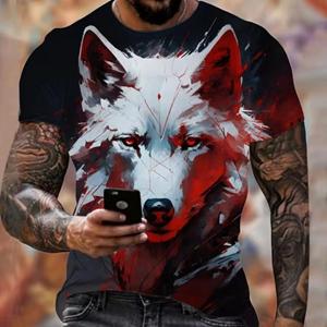 Forever Men Dier Harajuku Grafisch 3D Print T-shirt Mode Wolf Patroon Korte Mouw Zomer Herenkleding Ademend Fitness T-shirts 6XL