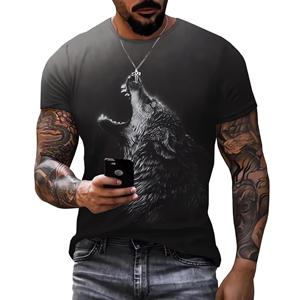 ETST 005 Heren T-shirt met 3D-print met Wolvenpatroon Korte Mouw Top 3D Casual Street Heren T-shirt Oversized Top T-shirt Herenkleding 4XL