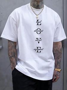 Chaokebang Nieuwe zomerse dagelijkse casual heren T-shirt Street herenmode korte mouwen top 3D LIEFDESletter bedrukt heren T-shirt L