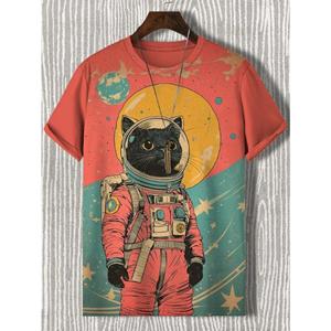 Bobby3 Heren Dieren Grappige Kat Bedrukt T-shirt Korte Mouw Tees Tops 3D Print O-Hals Shirts Feest Zomer Casual Herenkleding 5XL