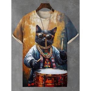 Bobby3 Heren Dieren Grappige Kat Bedrukt T-shirt Korte Mouw Tees Tops 3D Print O-Hals Shirts Feest Zomer Casual Herenkleding 5XL
