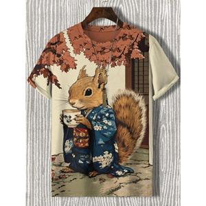 Bobby3 Heren Dieren Grappige Kat Bedrukt T-shirt Korte Mouw Tees Tops 3D Print O-Hals Shirts Feest Zomer Casual Herenkleding M