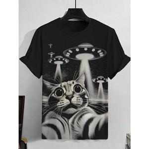 Bobby3 Heren Dieren Grappige Kat Bedrukt T-shirt Korte Mouw Tees Tops 3D Print O-Hals Shirts Feest Zomer Casual Herenkleding 2XL