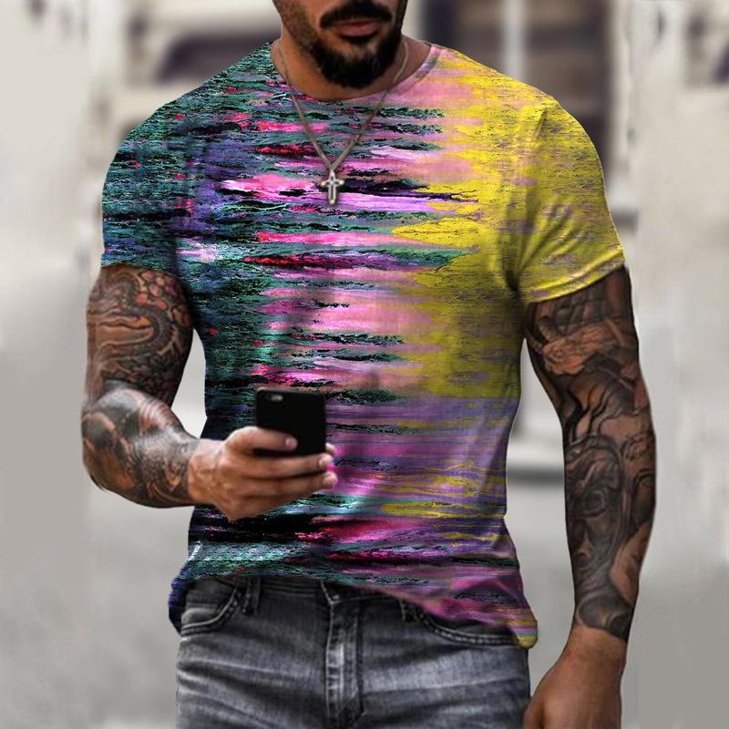 Kukebang Zomer Hot Selling mannen Casual T-shirt Street Fashion Korte mouwen Harajuku 3D Afdrukken All-Match ronde Hals Nieuwe Top 2XL