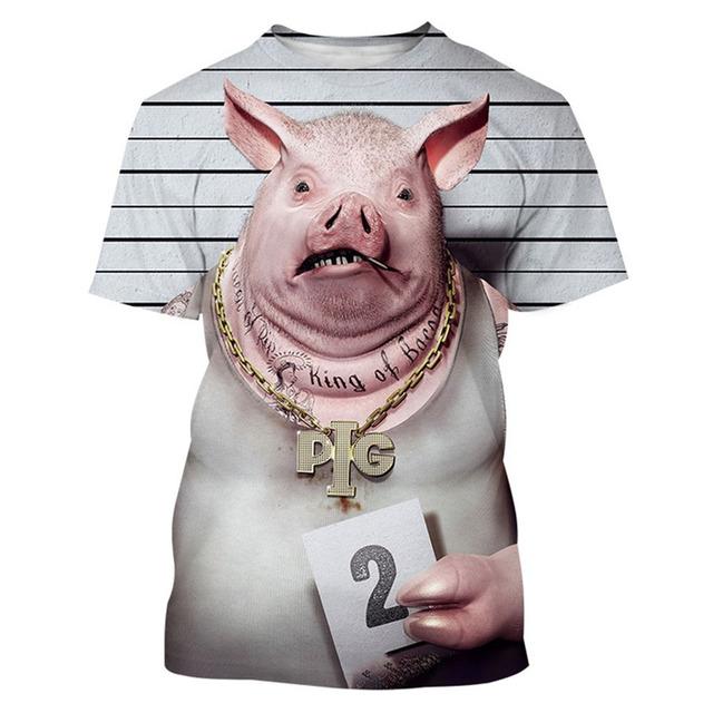Chengyu Grappig Varken Heren T-shirt 3d Dierenprint Korte Mouw Tops Tee Losse Oversized T-shirts Voor Heren Kleding Outdoor Streetwear 4XL