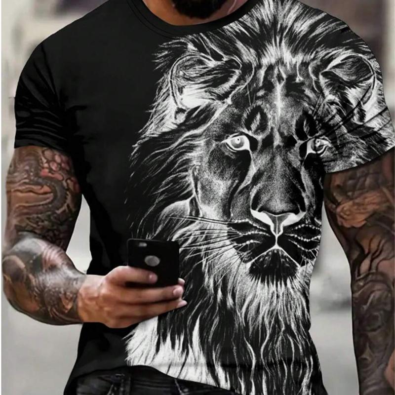 Happy Show Nieuw Zomer Heren Mode T-shirt Dieren Leeuw Bedrukt Heren T-shirt Top 6XL