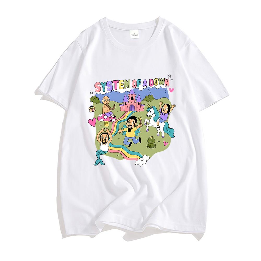 Planet clothing wholesale System of A Down Band T-shirt 100% Katoen Hoge Kwaliteit Zacht T-shirt Heren Cartoon Grafisch T-shirt Mannelijke Rockmuziek Streetwear T-shirts M